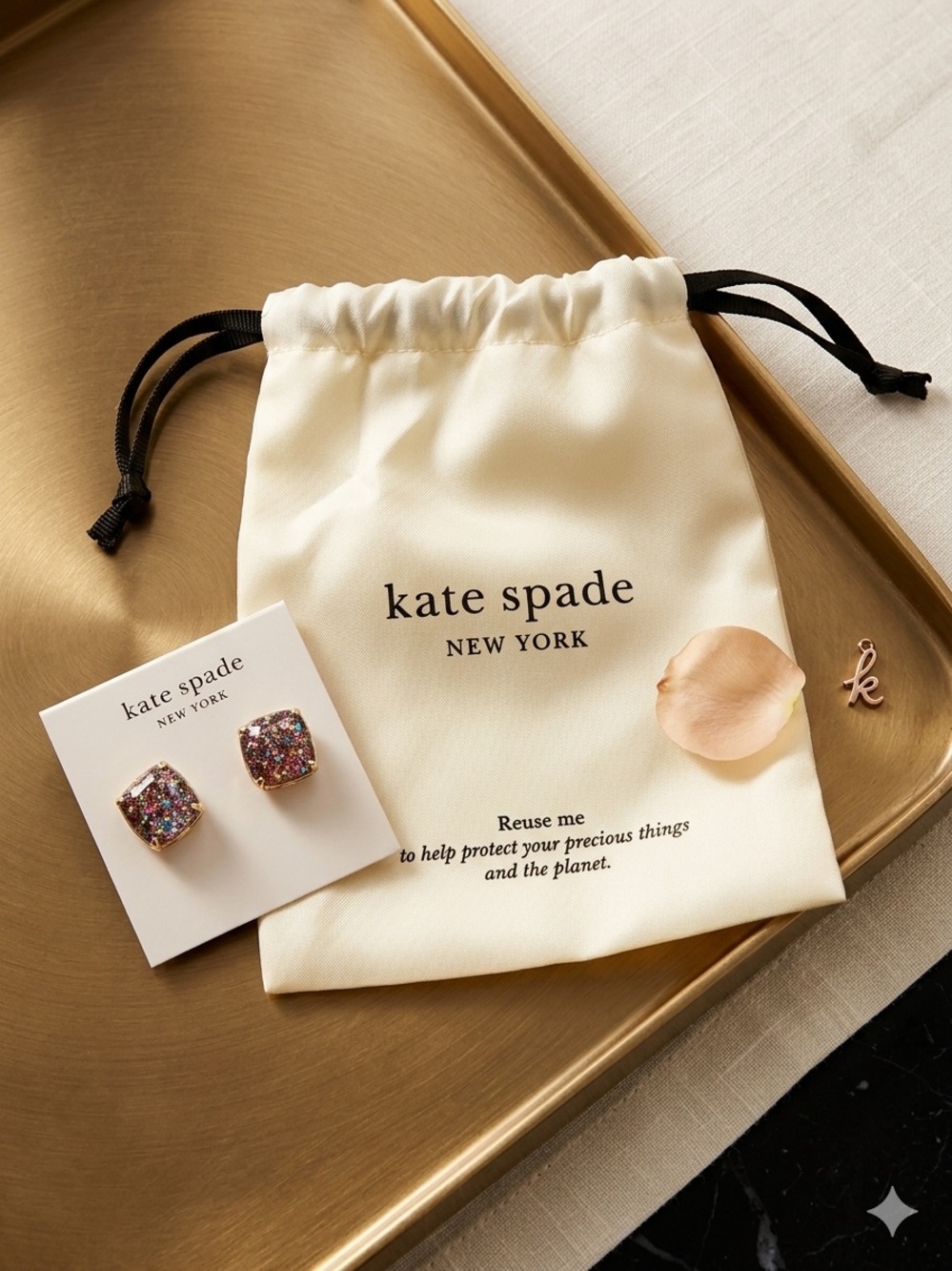 Kate Spade square stud glitter earrings! *nwt includes dust bag